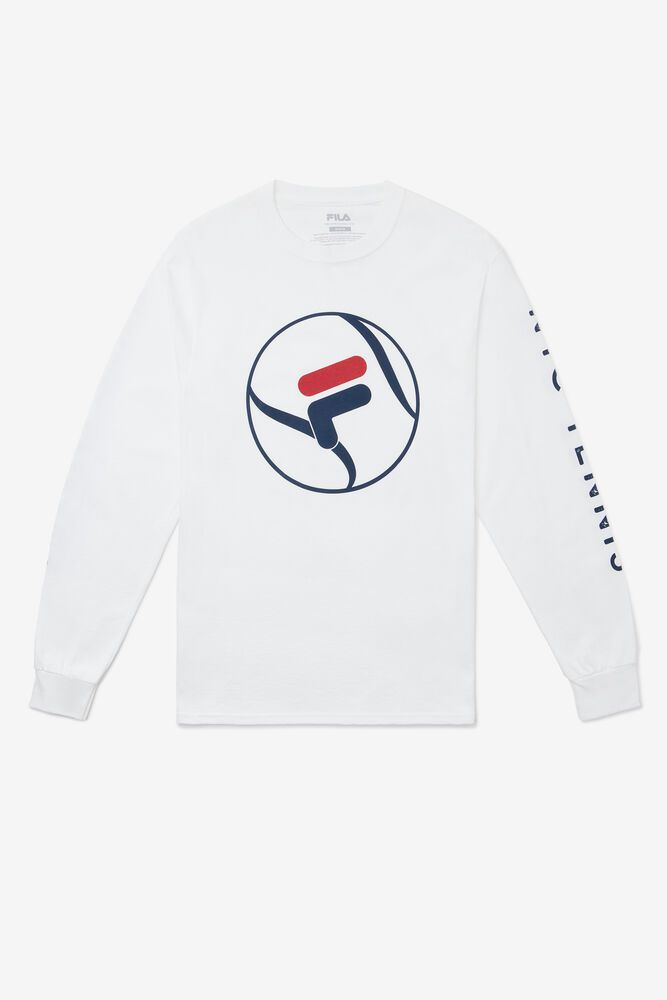 Fila T-Shirt Mens White Nyc Long Sleeve Tennis - Ireland 62078-VURW